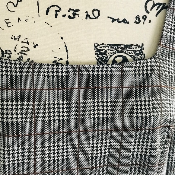 ALLEGRA K HOUNDSTOOTH PLAID SQUARE NECK LONG SLEEVE DRESS - Picture 3 of 3